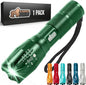 Gorilla Grip Powerful LED 750 FT Water Resistant 5 Adjustable Mode Tactical Flashlight, High Lumens Ultra Bright Battery Life Zoom Flashlights, Small Camping Car Mini Flash Light Accessories, Green