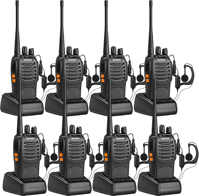 BAOFENG Walkie Talkies BF-888S Two Way Radio Long Range Rechargeable,Portable Radios,Handsfree Walkie Talkie for Adultswith Flashlight Li-ion Battery and Charger（8 Pack）