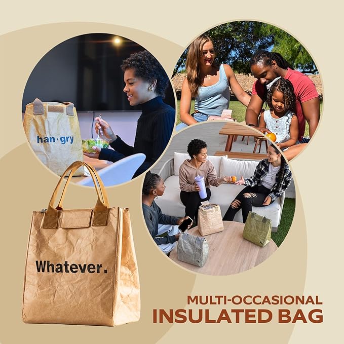 VonNova Insulated Lunch Box for Women, 7L Capacity, Leakproof Lunch Tote Bag, Durable Lunchbox made from Tyvek Material, Adult Cooler Bag for Work, Picnic, Travel and more (Whatever)