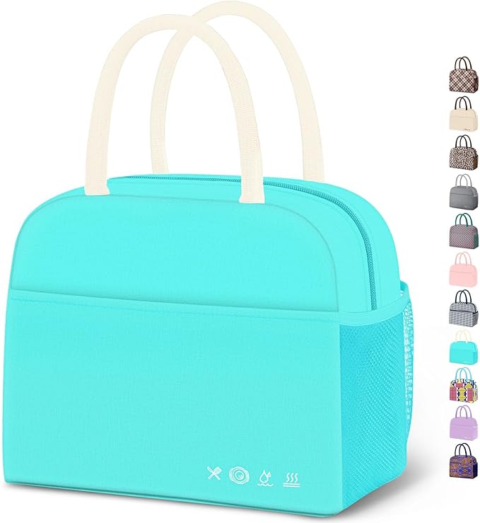Lunch Bag Lunch Box for Women Men Reusable Insulated Lunch Tote Bag,Food Handbags Case High Capacity for Travel Work Picnic Beach,Cyan