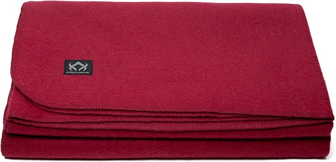 Arcturus Military Wool Blanket - Warm, Thick, Washable - Great for Outdoors, Camping, Stadium Blanket, Picnics, Travel - Car & Bushcraft Survival Kits, Large 64in x 88in 4.5 lb