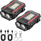 Mini Keychain Flashlight with Clip, 8 Modes Pocket Flash Light, Red Blue COB Side Light, Type-C Rechargeable for Hiking, Camping, Emergency (2, Balck+Black)