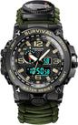 23-in-1 Military Tactical Watch for Men, Multifunctional Outdoors Waterproof Survival Watches with Compass Whistle Fire Starter and Thermometer, Paracord Watch Bracelets with Outdoor Army Gear…