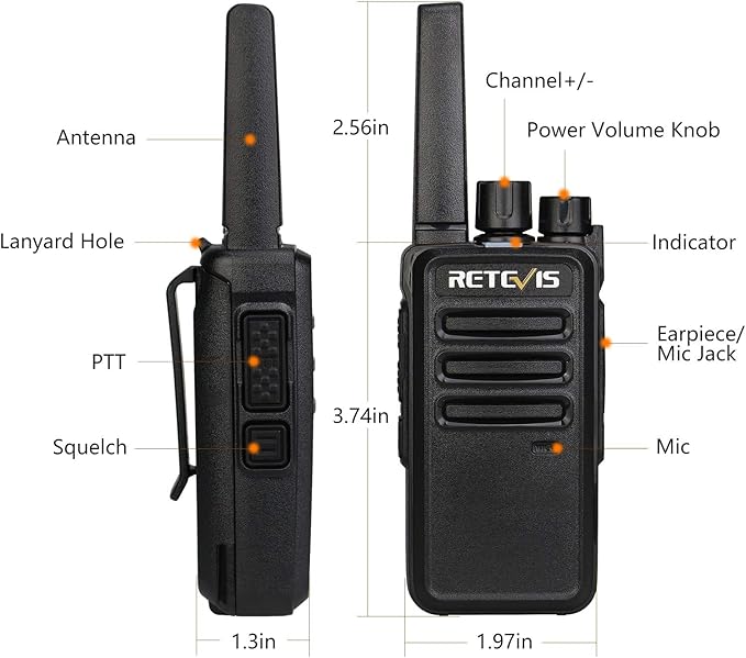 Retevis RT68 Walkie Talkies with Earpiece,2 Way Radios Long Range,Heavy Duty Walkie Talkies for Adults,Rechargeable with USB Charger Base, for Restaurant School Manufacturing Healthcare(20 Pack)