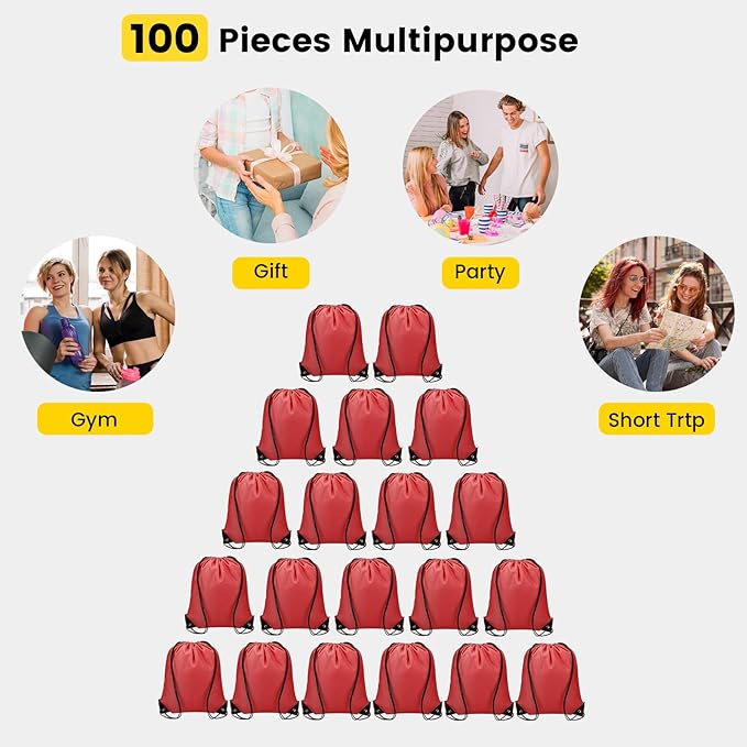 Vorspack Drawstring Backpack 100 Pieces for Party Gym Sport Trip