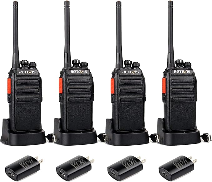 Retevis H-777S Two Way Radios Rechargeable, Walkie Talkies Long Range, 2 Way Radio, VOX Handsfree, Durable, for Worker Office Camping Hiking(4 Pack)