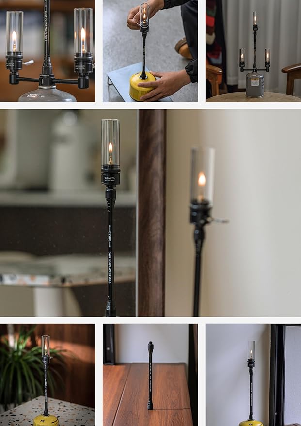 CAMPINGMOON Camping Gas Lantern Extension Pole Rod Black