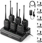 Radioddity GA-2S Long Range Walkie Talkies for Adults UHF Two Way Radio Rechargeable with Micro USB Charging + Air Acoustic Earpiece with Mic + Programming Cable, for School Retail Business (6 Pack)