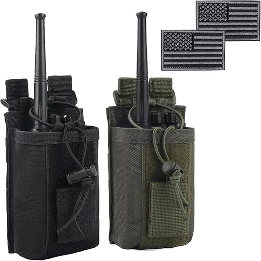 Radio Pouch - 1000D Tactical Molle Adjustable Two Way Radios Holder Bag Case for Walkie Talkies