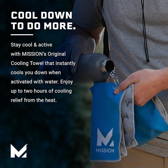 MISSION Original Cooling Towel, USA - Soft, Durable Microfiber - Cools Up to 2 Hours - UPF 50 Sun Protection - Machine Washable
