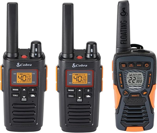 Bundle of Cobra RX380 Walkie Talkies (2-Pack) + Cobra ACXT1037R FLT Walkie Talkie (1-Pack)