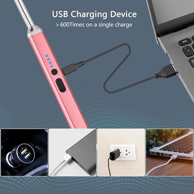 MEIRUBY 2 Pack Lighter Electric Candle Lighter Birthday Gifts for Women Mom Wife Men, Long Electronic Rechargeable USB Lighter Arc Windproof Flameless Lighters for Candle Camping BBQ