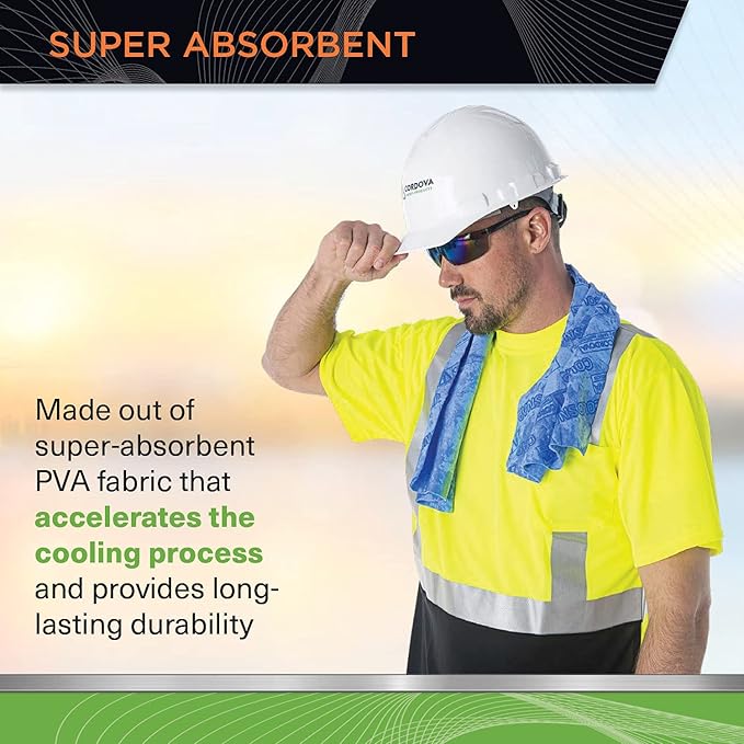 Cordova CT200 Coldsnap Cooling Towel, Lime Super Absorbent & EVAporative Pva Material, 33.5 X 13 Inches
