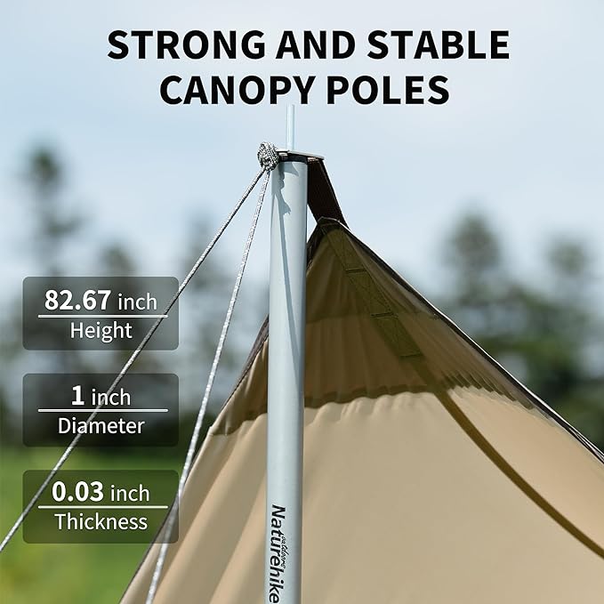 Naturehike Camping Tent Tarp,Camping Awning with Poles,Tent Canopy Rain Fly, Camping Sun Shelter for 8-10 Person Camping, Party, Picnic, Family Camping
