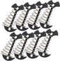 8 pcs Aluminium Alloy 2.6 inch Fishbone Tent Stakes Deck Anchor Pegs with Spring Rope Buckle Hook Cord Adjuster Tensioner Kit for Camping on Wood Platform Black