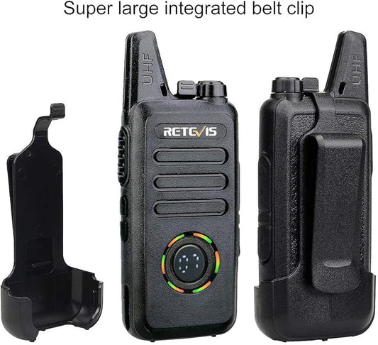 Retevis RT22S Walkie-Talkies Rechargeable,Small Walkie Talkies for Adults,VOX Alarm Channel Signal Display,Compact Two Way Radios for Family Community Gift Skiing(2 Pack)