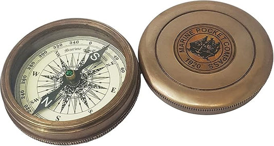 Brass Nautical 2'' Compass Replica Brass Pocket Transit Compass Robert Frost Poem Pocket Compass