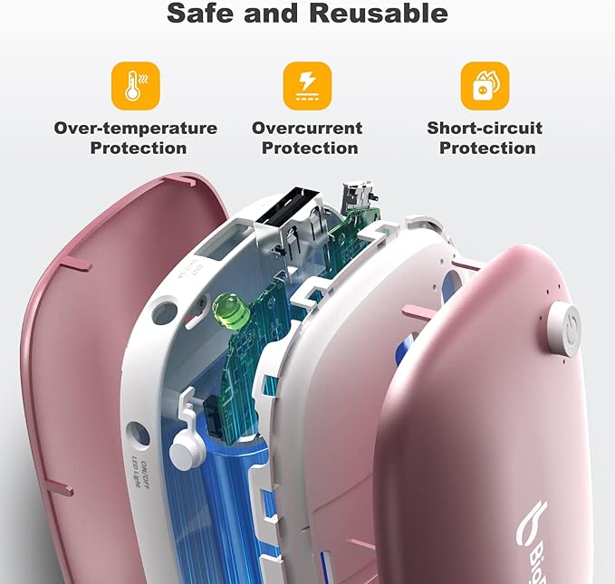 Rechargeable Hand Warmer 3-in-1, BigBlue 6000mAh Reusable Handwarmer with Emergency Light for Camping, Electric USB Hand Warmer Powerbank for Hunting, Pocket Heater for Ski, Golf, Gifts for Girl/Men