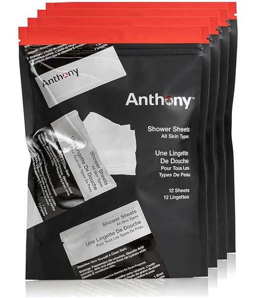 Anthony Body Wipes for Adults Bathing, Post Workout, & A Must Have Camping Personal Care Product – Travel Shower Wipes No Rinse Body Wash – Disposable Wash Cloth Towelettes 48 9”x12.5”
