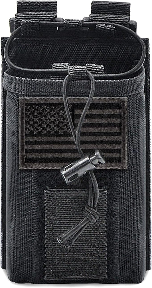 Molle Radio Pouch Holster Tactical Holder Duty Belt Accessories Military Heavy Bag for Two Ways Walkie Talkies Adjustable Storage with 1 Pack Patch
