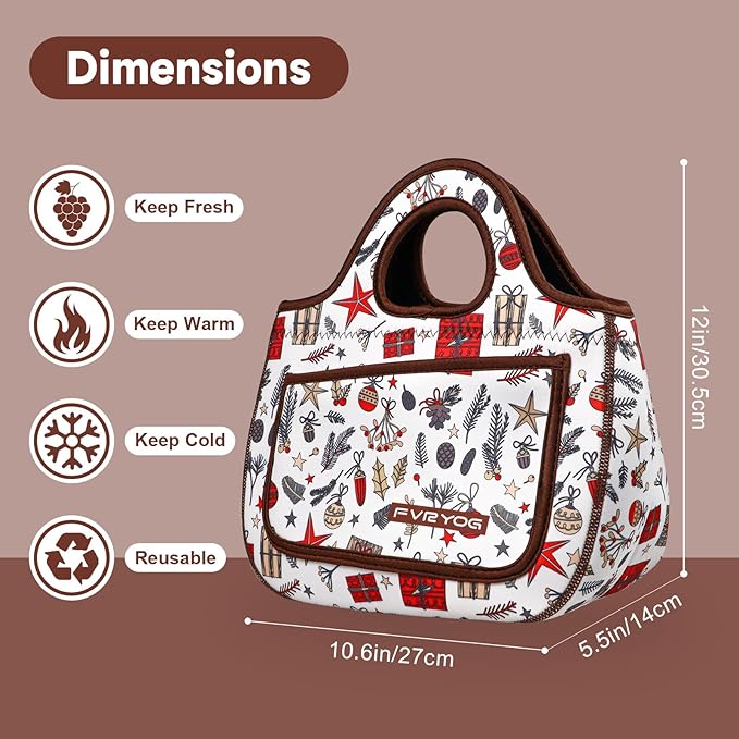 Lunch Bag for Women Soft Neoprene Lunch Bag Lightweight, Thermal Insulated and Reusable Lunch Bag for Women Men
