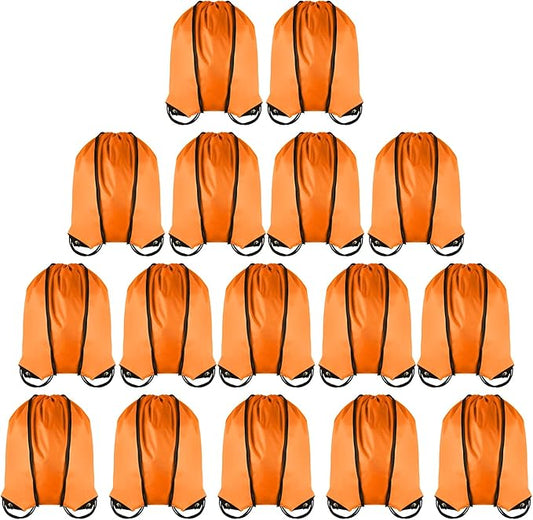 GoodtoU Drawstring Bags Bulk Cinch Backpacks - Nylon Drawstring Backpack Sports String bags 16 Pcs Orange