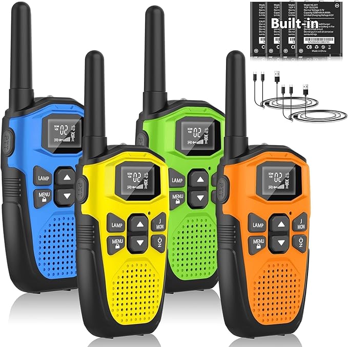 Walkie Talkies, NXGKET Walkie Talkies 4 Pack Long Range for Adults Rechargeable Two-Way Radios with 22 FRS Channel Radios, Li-ion Battery, Waterproof, Flashlight, VOX for Camping Hiking Cruise Trip
