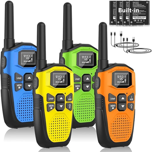 Walkie Talkies, NXGKET Walkie Talkies 4 Pack Long Range for Adults Rechargeable Two-Way Radios with 22 FRS Channel Radios, Li-ion Battery, Waterproof, Flashlight, VOX for Camping Hiking Cruise Trip