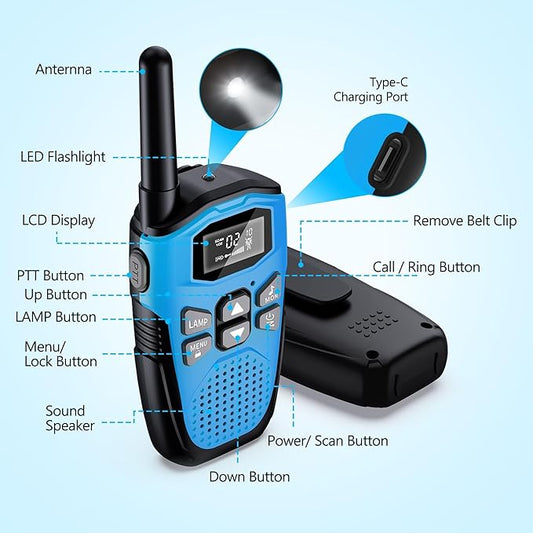 Walkie Talkies, NXGKET Walkie Talkies 4 Pack Long Range for Adults Rechargeable Two-Way Radios with 22 FRS Channel Radios, Li-ion Battery, Waterproof, Flashlight, VOX for Camping Hiking Cruise Trip