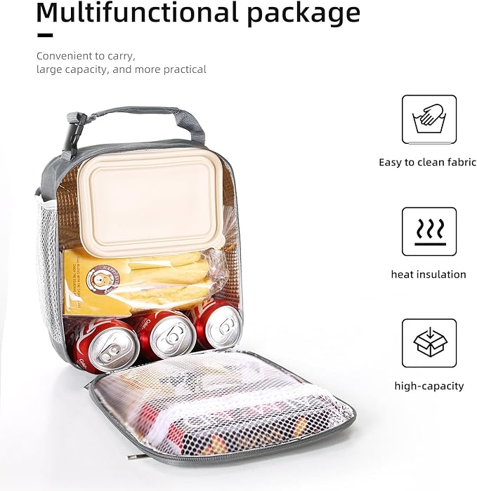Lunch box Lunch bag for men women Insulated Lunchbox Lunch bags for Work Picnic Travel (Grey)