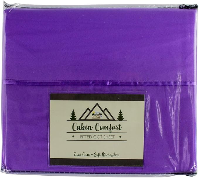 Cabin Comfort - Cot Sheet for Camping and RV Cots - Fits All Cot Size Beds Comfortably -72 x 28 Inches - Super Soft (1 Piece Cot (Fitted), Purple)