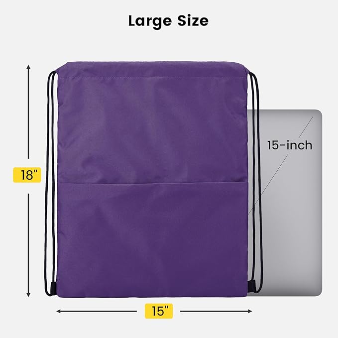 Vorspack Drawstring Backpack Water Resistant String Bag Sports Sackpack Gym Sack with Side Pocket for Men Women