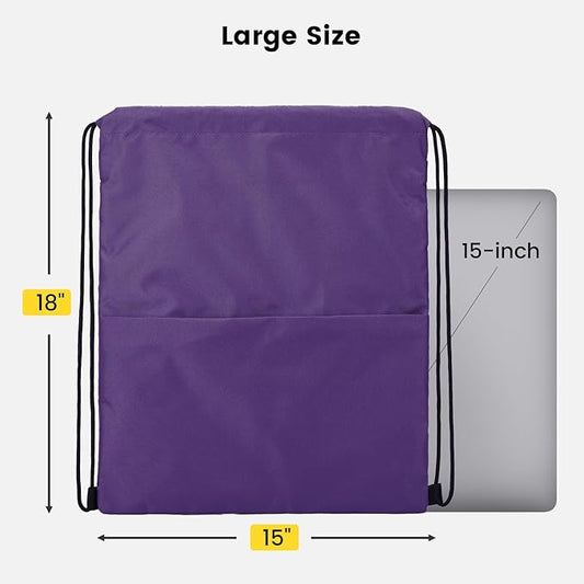 Vorspack Drawstring Backpack Water Resistant String Bag Sports Sackpack Gym Sack with Side Pocket for Men Women