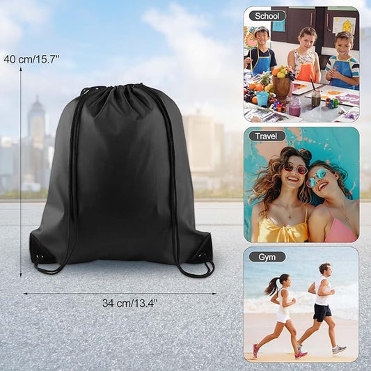 KUUQA 2 Pcs Drawstring Backpack Bags Bulk Sports Cinch Sack String Backpack Storage Bags for Gym Traveling（Black, Red）