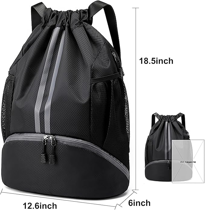 Swim Bag Drawstring Backpack with Wet Pocket Shoe Warehouse String Bag Sackpack for Beach Swimming Pool Gym Sports (Rose)