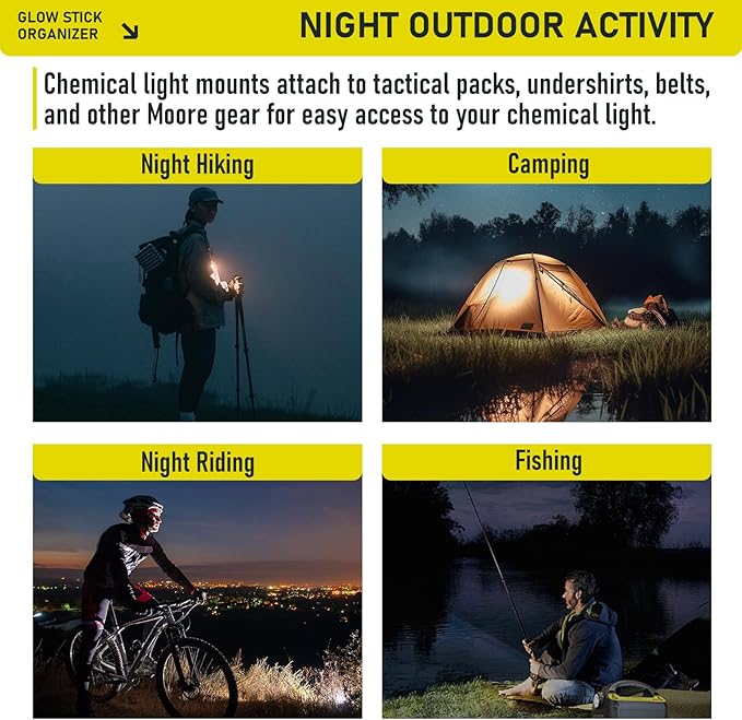 Tactical Glow Stick Organizer - Chem Light Holder for 4 Glow Sticks - Chem Light Holders for Molle Tactical Undershirts, Ideal for Camping, Fishing, and Hunting