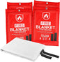 HOMEXCEL Fire Blanket Emergency for Home and Kitchen - 4 Pack, Emergency Fire Retardant Blankets, Flame Suppression Fiberglass Fire Blanket for House Camping Grill Car Office Warehouse Survival Safety