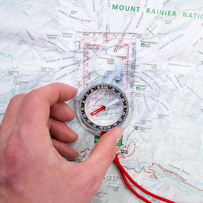 Sun Company ProMap Compass - Ultra Lightweight Baseplate Map Compass with Declination Scale - Accurate Orienteering Base Plate Compass for Hiking, Backpacking, Camping, and Survival Navigation
