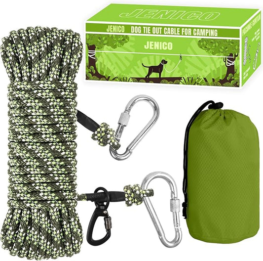 Dog Tie Out Cable for Camping - 50ft Dog Lead Dog Runner for Yard - Portable Dog Trolley System for Large Small Dogs Outside