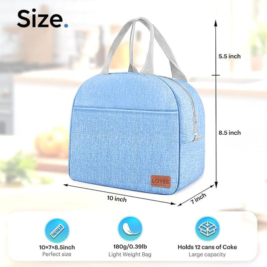 Lunch Bag Lunch Box for Women & Men, Large Capacity Insulated Lunch Bag for Adult, Leakproof Reusable Lunch Tote Bags for Work/Office/Travel/Picnic (Blue)