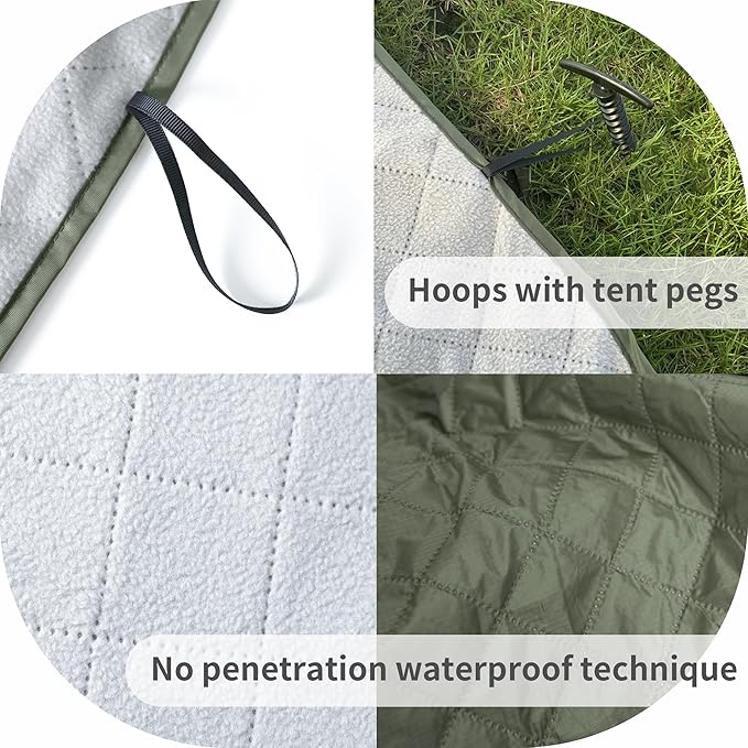 Mellowdy Easy-Carry Outdoor Blanket - Waterproof, Windproof, Warm, Utility Blanket for Camping, Picnic, Stadium, Beach, Gameday, Travel, Foldable with Carrying Bag (Olive Green, 55x80 inch)