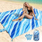 Everlasting Comfort Beach Blanket Waterproof Sandproof - Large Oversized Beach Mat for 10 People w/Stakes, Storage Bag - Beach Accessories for Family, Picnic, Concert, Travel