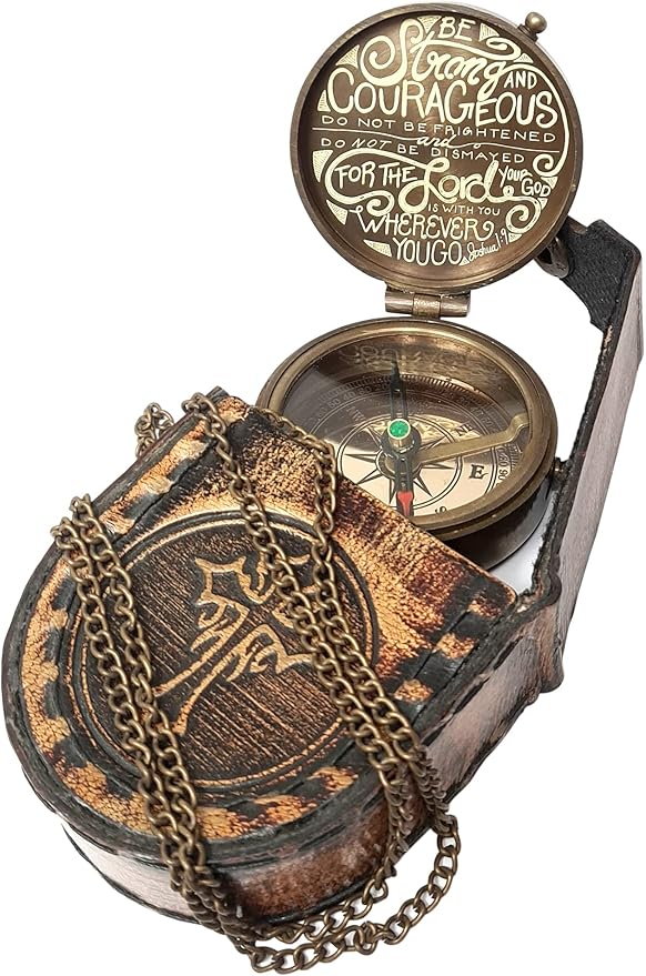 Brass Nautical - Brass Compass Engraved Gift for Son, Grandson, Daughter, Baptism, Confirmation Communion Godson Church Graduation Day