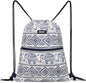 WANDF Drawstring Backpack String Bag Sackpack Cinch Water Resistant Nylon for Gym Shopping Sport Yoga (Blue Elephant with zipper)