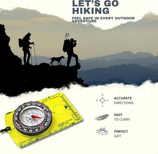 Pack of 2 Orienteering Compass Hiking-Compasses boy Scout Kids- Magnetic Gear Set Navigation map- Brujulas orientacion-Backpacking Camping Hunting Survival.