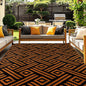 OPPODREAM Outdoor Rug 8x10 Patio Waterproof, Large Outdoor Plastic Straw Rug, Reversible Out Door Carpet for Camping, Deck, Rv, 8 x 10 Area Carpet for Balcony, Porch, Backyard, Black and Orange