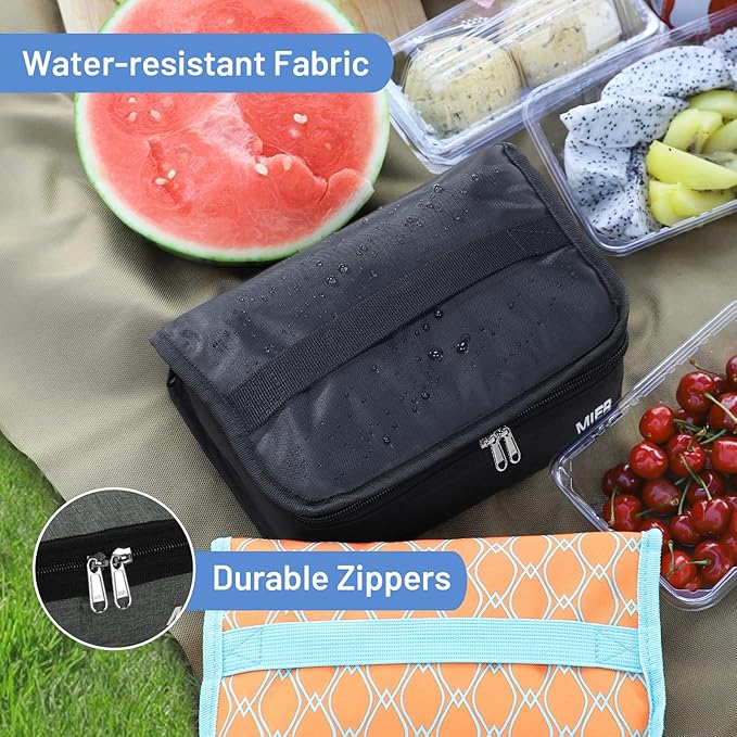 MIER Freezable Lunch Bag Frozen Mini Cooler Small Portable Insulated Lunch Box Freezer Snack Bags for Kids Adult Travel Work School, Grey