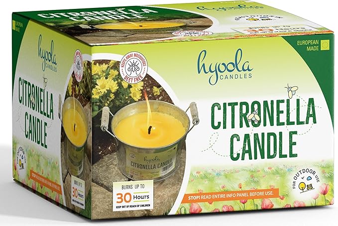 HYOOLA Large Citronella Candles Outdoor Bucket - 30 Hour - 2-Pack - Natural Repellent - European Made