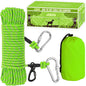 Dog Tie Out Cable for Camping - 50ft/70ft/100ft Portable Reflective Overhead Trolley System for Dogs up to 300lbs - Dog Lead for Yard Camping | Parks | Outdoor Events Green