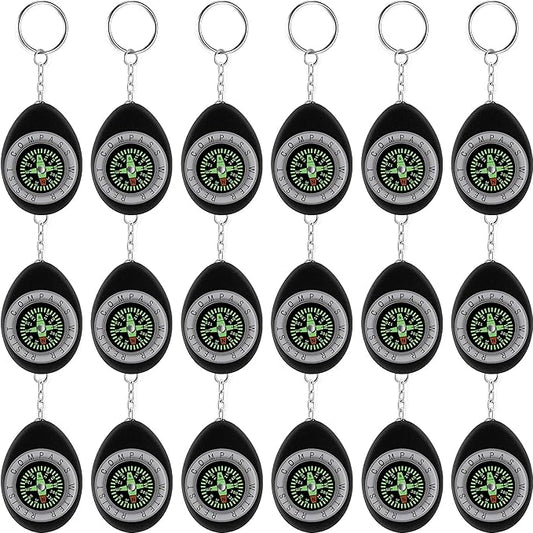 Janinka 18 Pcs Small Keychain Compass for Kids Mini Pocket Survival Compass Bulk for Outdoor Hiking Camping Hunting Climbing
